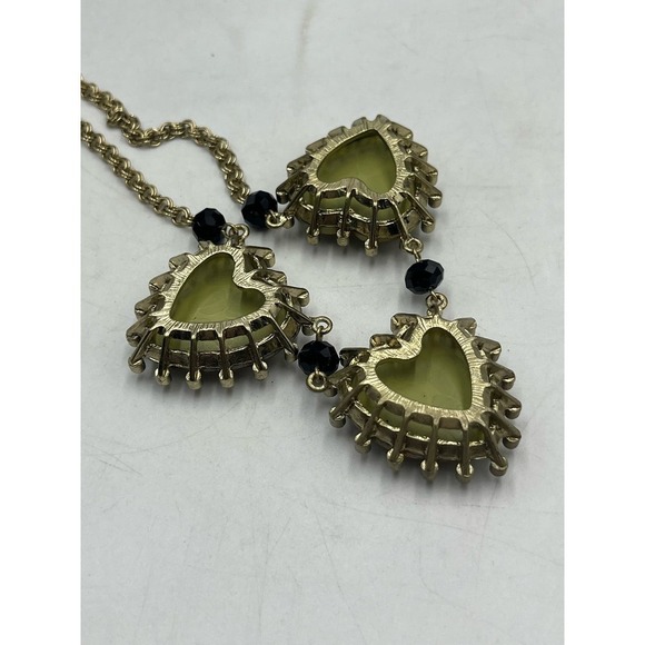 Betsey Johnson Triple Heart Animal Print AB Rhinestone Necklace new - Picture 14 of 14